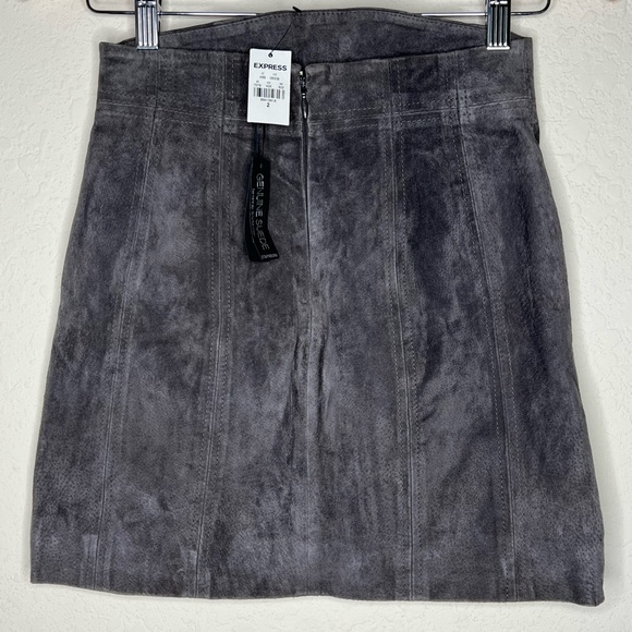 Express Genuine Suede Mini Skirt Womens Size 2 Gray High Waisted NWT - Picture 6 of 13